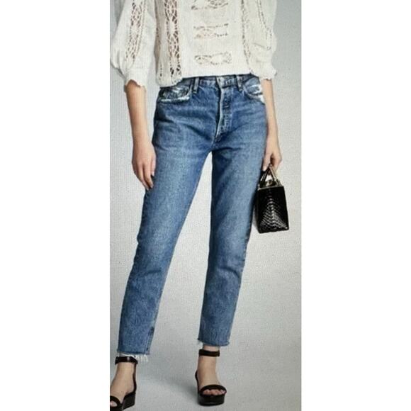Agolde‎ Jamie Jeans Womens Size 23 Button Fly Distressed Raw Hems Organic Cotton - Picture 1 of 9
